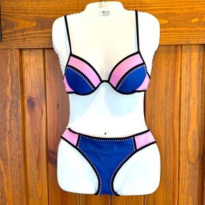 Victoria’s Secret Color-block Contrast Stitching Padded Bikini Set 34B M…
